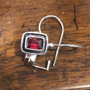 Vintage Red Garnet Sterling Silver Drop Earrings